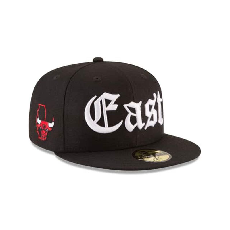 NBA Chicago Bulls League Script 59Fifty Fitted (RMR0608) - Black New Era Caps